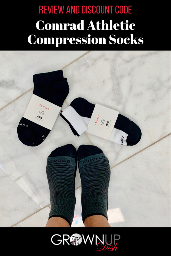 Thanks to Comrad, compression socks have come a long way, baby! And guess what? They now look more department store than drugstore. And now they also make athletic socks. Review and discount code. | www.grownupdish.com #compressionsocks #comradsocks #comrad #socks #traveltips