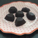 5 Minute 4 Ingredient Paleo Chocolate Fudge on red plate Grownupdish