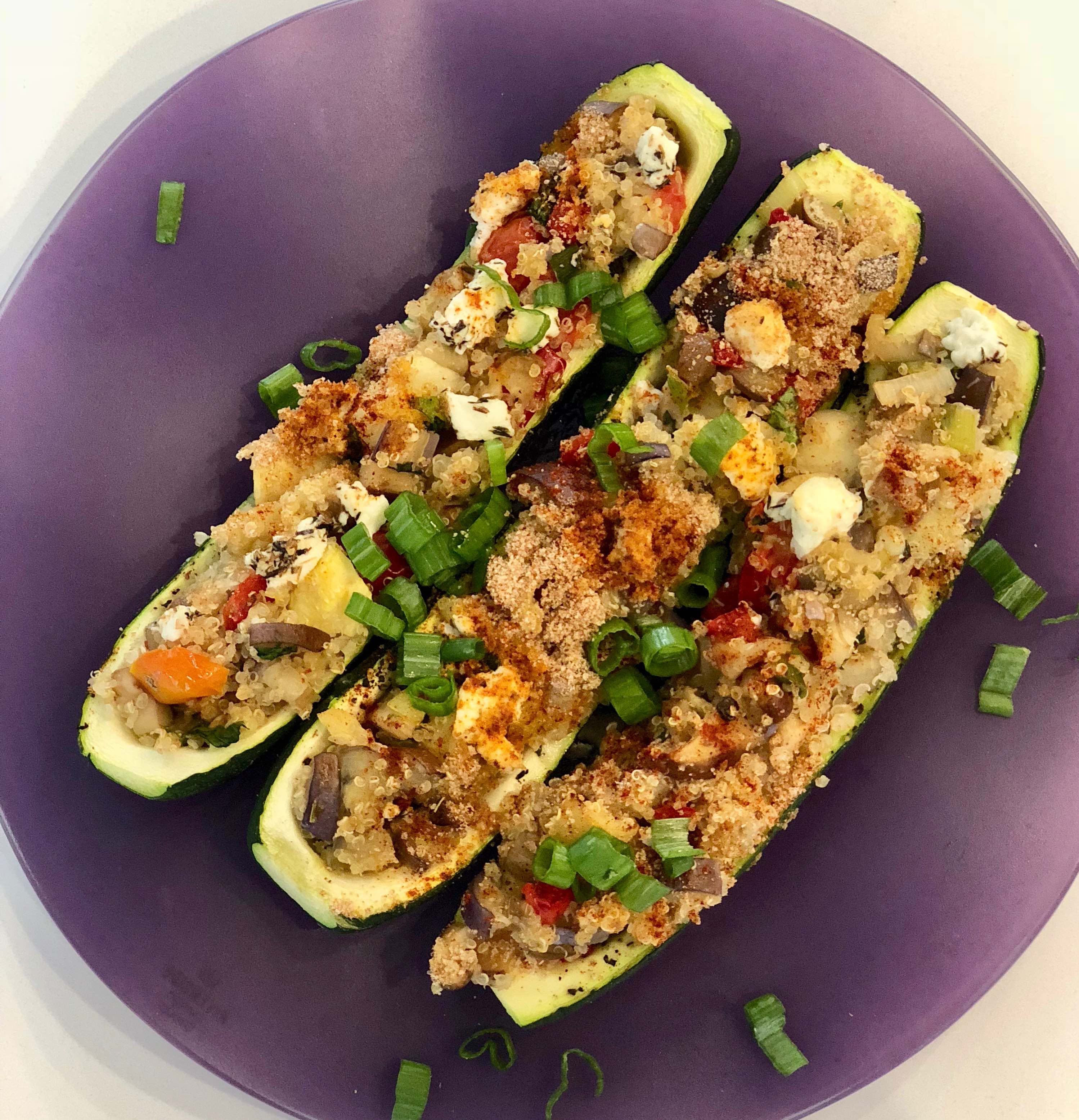 Stuffed Zucchini with Quinoa and Goat Cheese