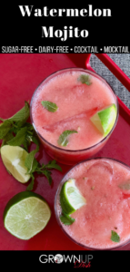 This Watermelon Mojito cocktail recipe takes full advantage of summer's bountiful produce. Fresh watermelon and mint and a squeeze of lime are the perfect combination for this light and refreshing drink. Use rum for a traditional mojito, or substitute tequila. For a Whole30 mocktail, omit the alcohol - it's still delicious!