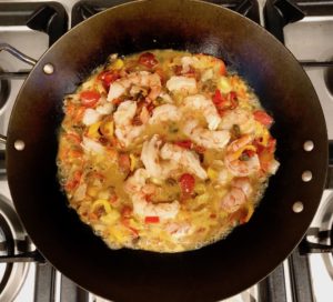 This One Pan Shrimp Veracruz recipe is spicy, saucy, seafood perfection. Fresh shrimp in a delicious tomato-y peppery sauce. It's a flavor explosion. | www.grownupdish.com