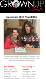 November 2018 Grownup Dish newsletter - the latest recipes, reviews and a special giveaway! Subscribe to get future newsletters delivered to your inbox. | www.grownupdish.com