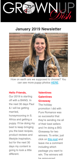 January 2019 Grownup Dish Newsletter
