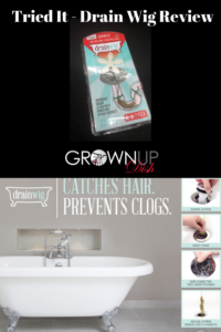 Grownup Dish reviews the Drain Wig - a product that eliminates drain clogs in your shower and tub. Check out our unbiased #triedittuesday review. | www.grownupdish.com