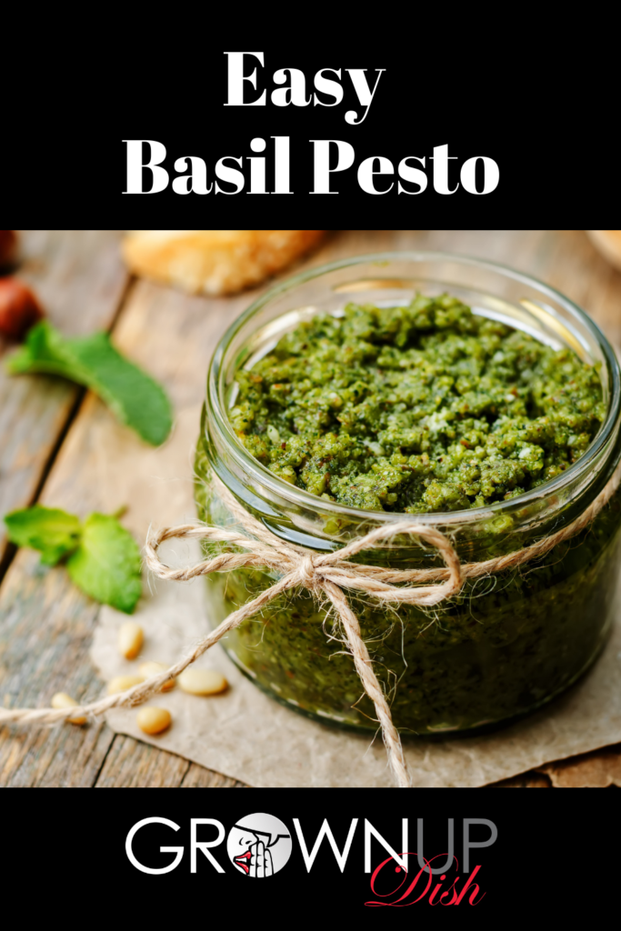 Easy Basil Pesto recipe is versatile and simple. Put the ingredients in a food processor and voila. Plus lots of ways to use pesto and storage tips. | www.grownupdish.com