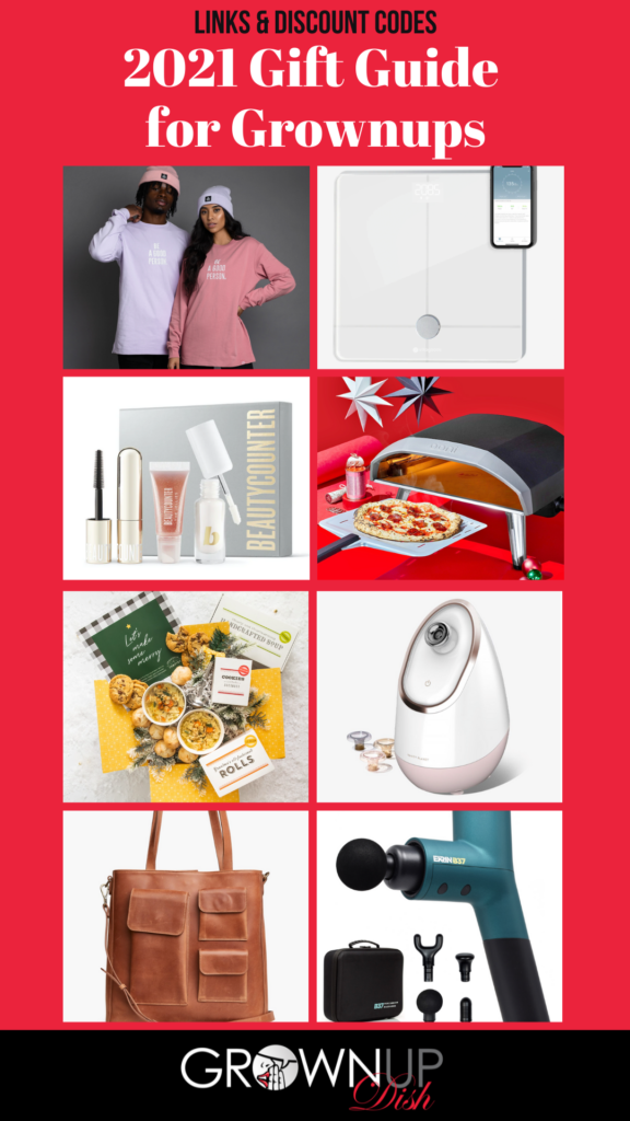 2021 Gift Guide for Grownups with foodie favorites, beauty, stocking stuffers, clothing, jewelry & gifts for guys. Plus discount codes & deals! | www.grownupdish.com