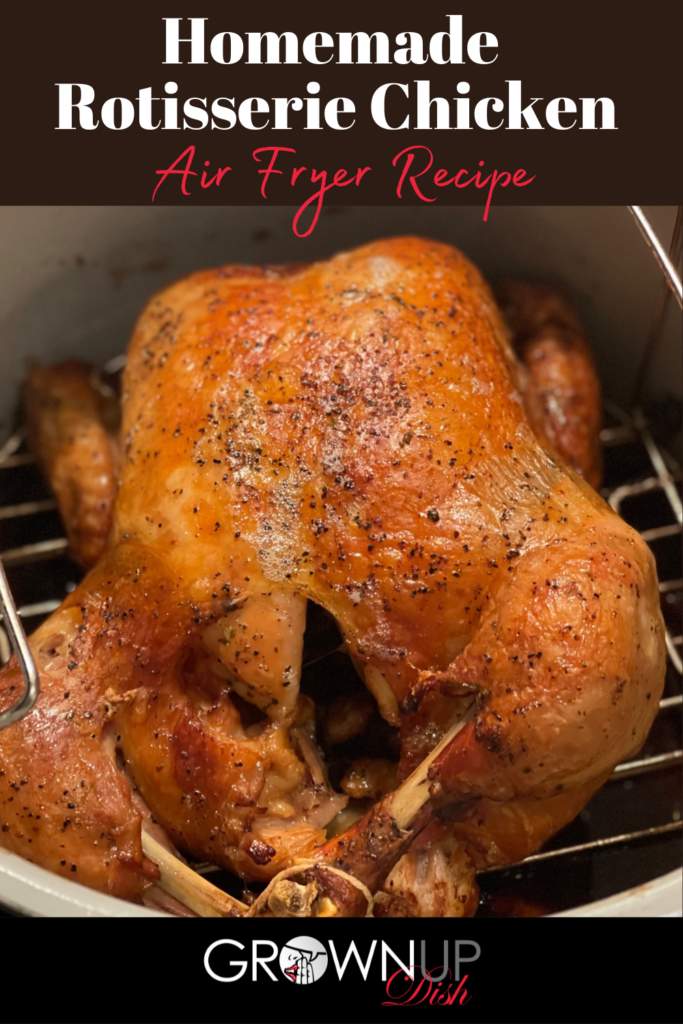 Homemade Rotisserie Chicken! Here's a foolproof way to cook chicken using the Ninja Foodi - it's is a pressure cooker and an air fryer. Try it! | www.grownupdish.com