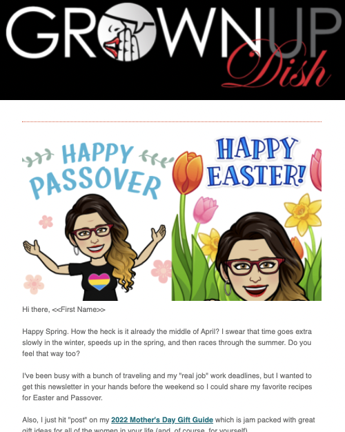 April 2022 Grownup Dish Newsletter